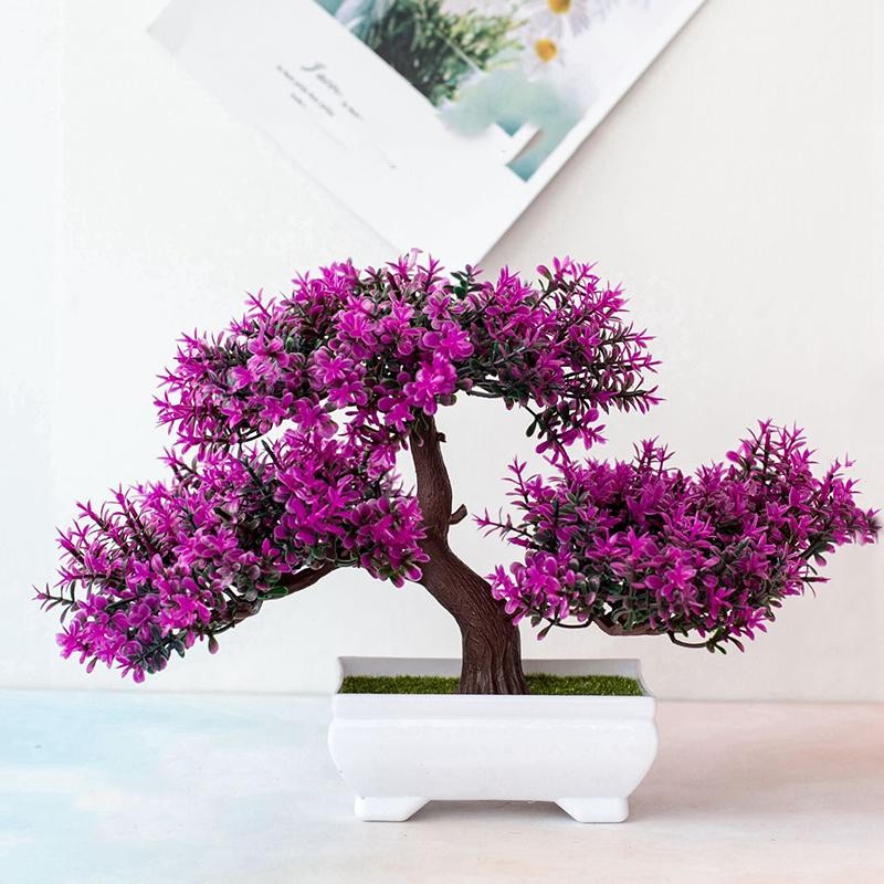 Artificial Bonsai Tree Potted Plant Fake Flowers Home Table Garden Decoration