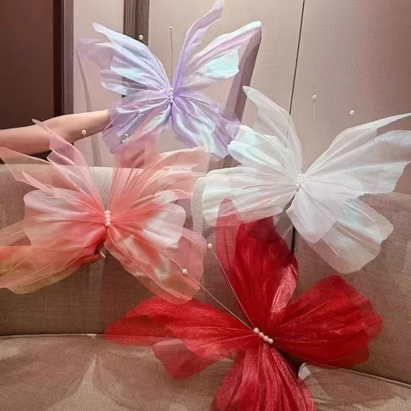 Large 50cm Hanging Silk Yarn Butterfly for Creative Wedding and Festival Decor