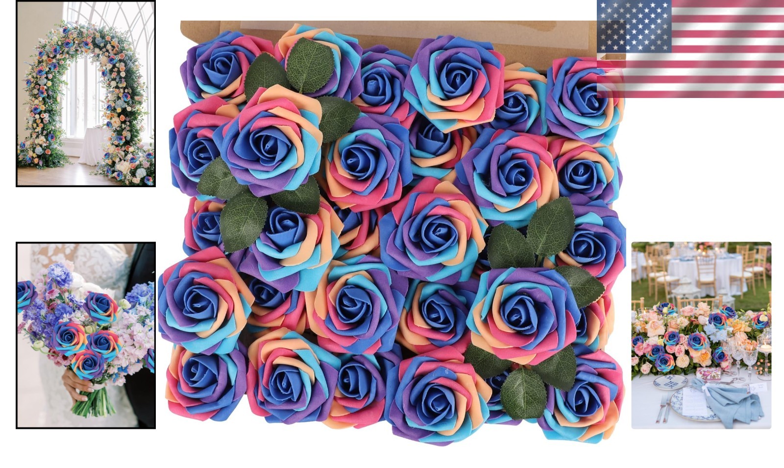 Rainbow Foam Roses – 30PCS Bridal Bouquet Flowers