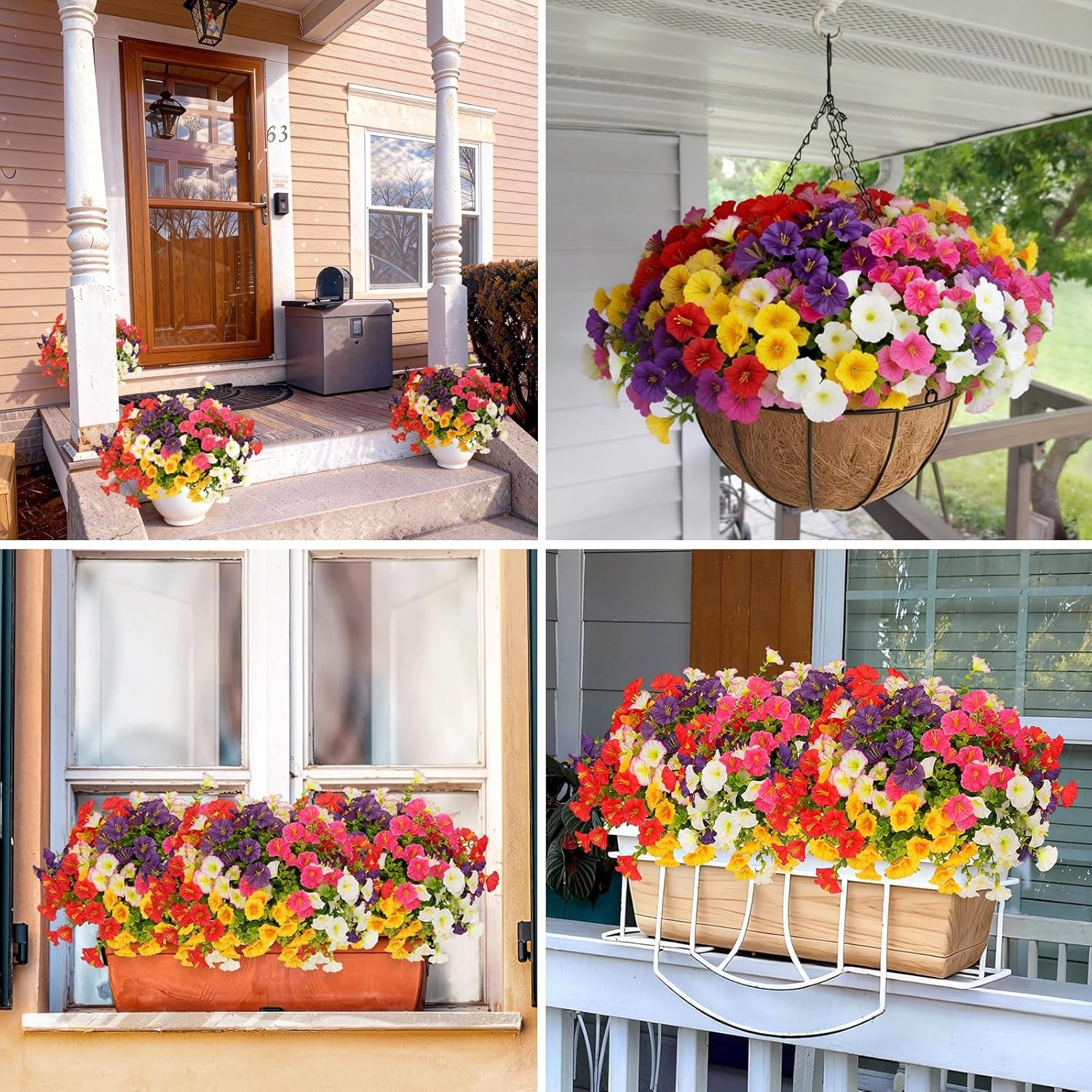 16× Artificial Flowers Realistic Fake Silk Morning Glory Outdoor UV Resistant US