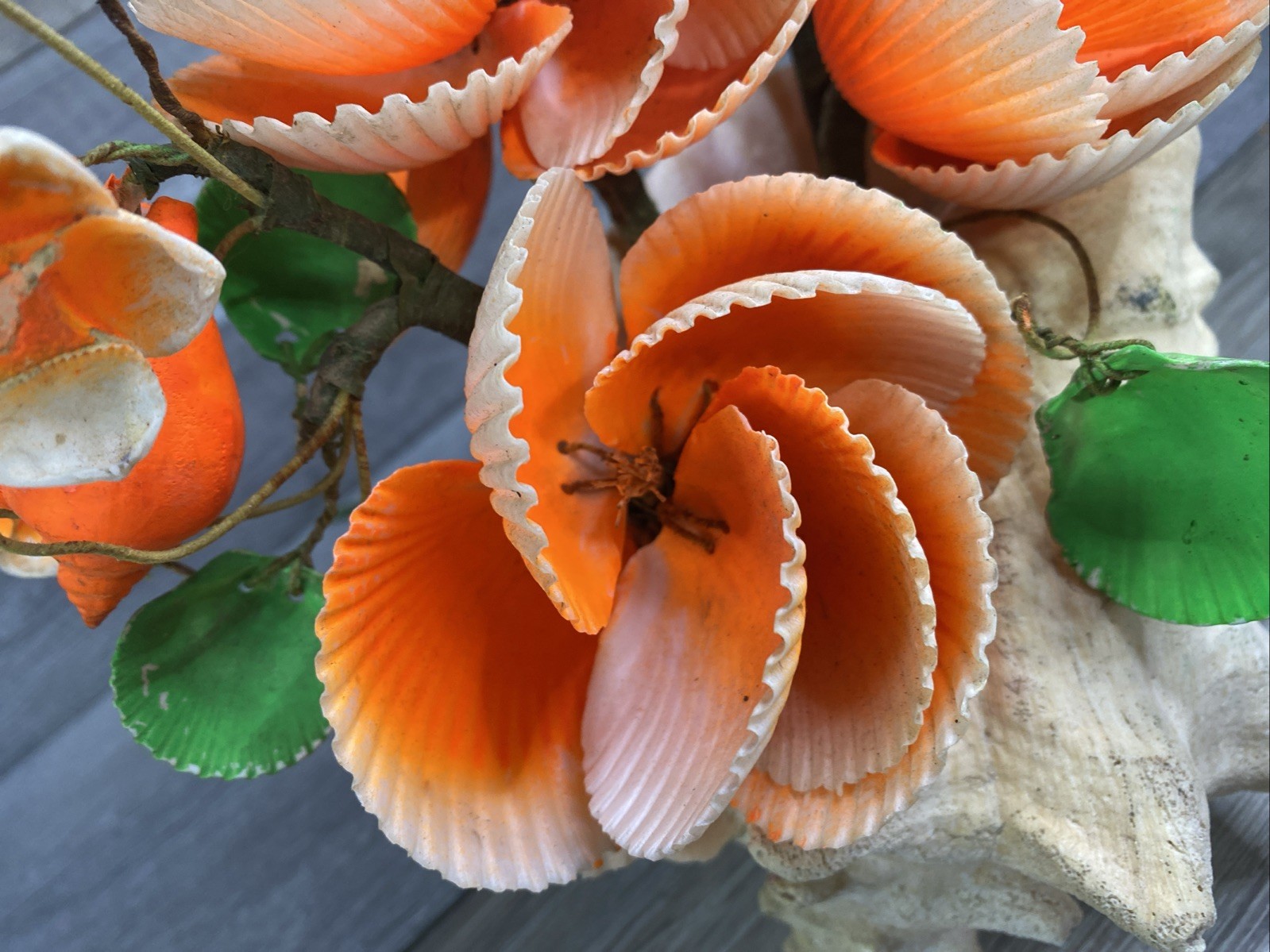Vintage Seashells Kitschy Flower Bouquet Shell Floral Arrangement