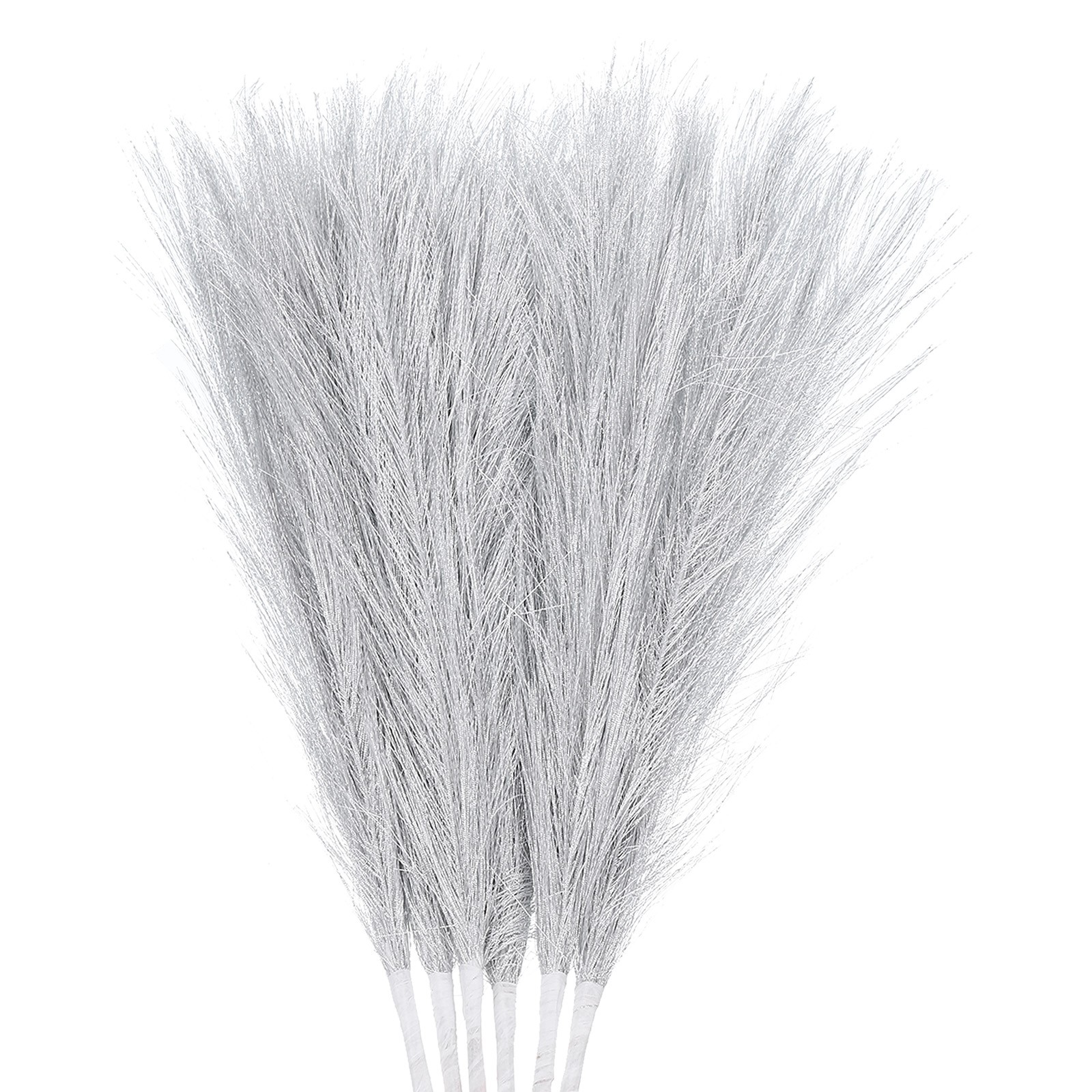 3Pcs Pampas Grass 17.7″ Fake Pampas Grass for Wedding Decoration Silver