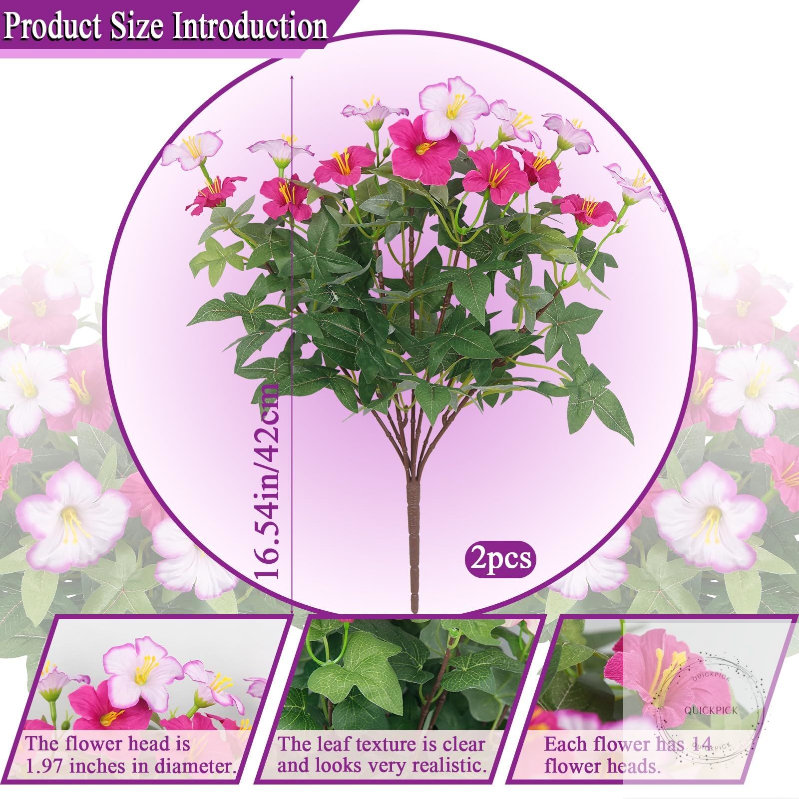 2Pcs Artificial Flowers for Outdoors Fake Plants Outside Spring Summer Decorat