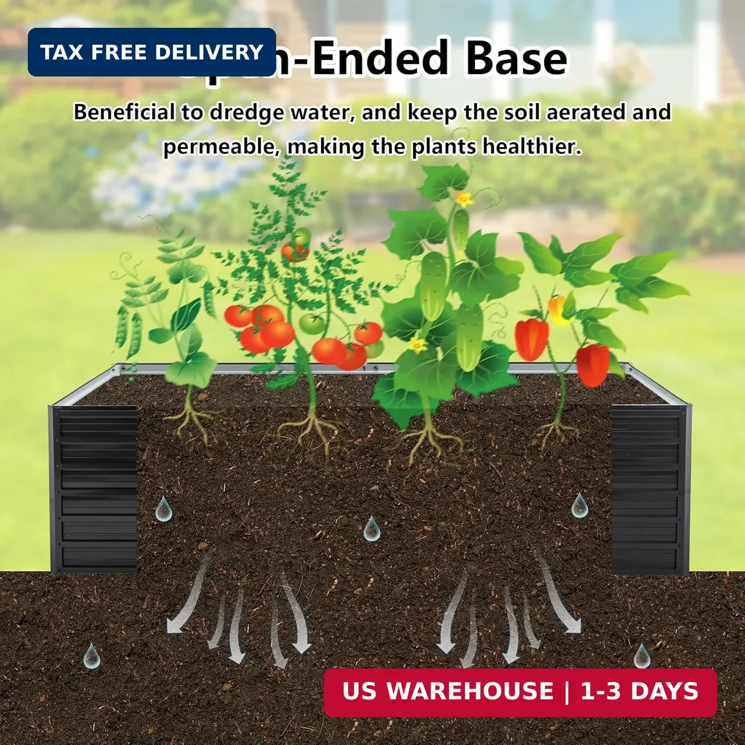 Thanaddo Galvanized Raised Garden Bed 8x4x2ft Outdoor Planter Box Galvanized Ste