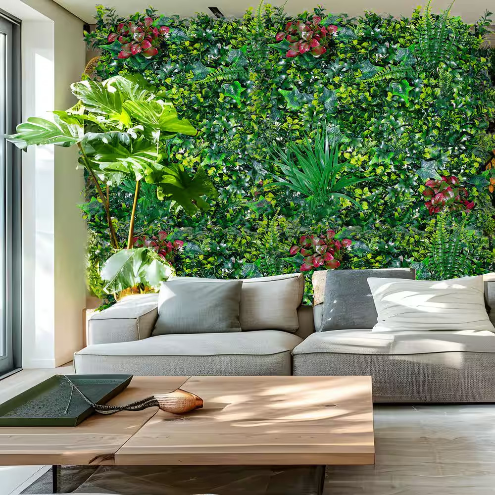20 In. Boxwood Panels Artificial Grass, Sun Protected Green Wall Decor for Outdo