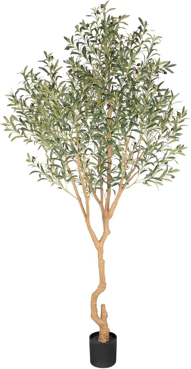 Tall Faux Olive Tree，7Ft（84In） Realistic Potted Silk Artificial Indoor with Gree