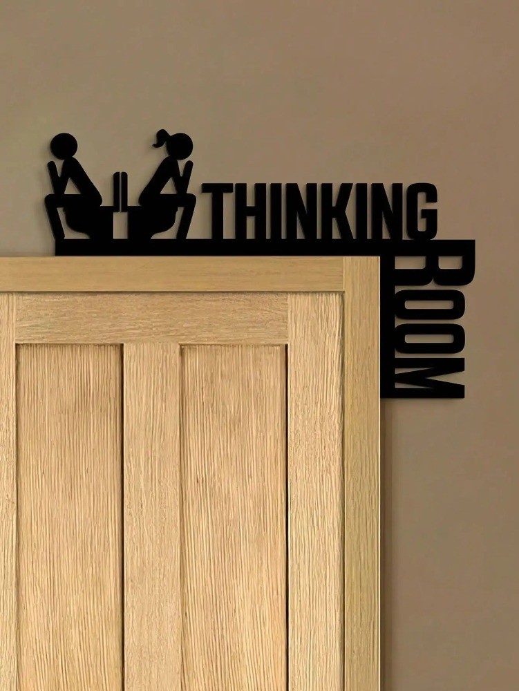 “Room for Thinking” Humor Metal Toilet Sign – Bathroom Wall Decor 1pc