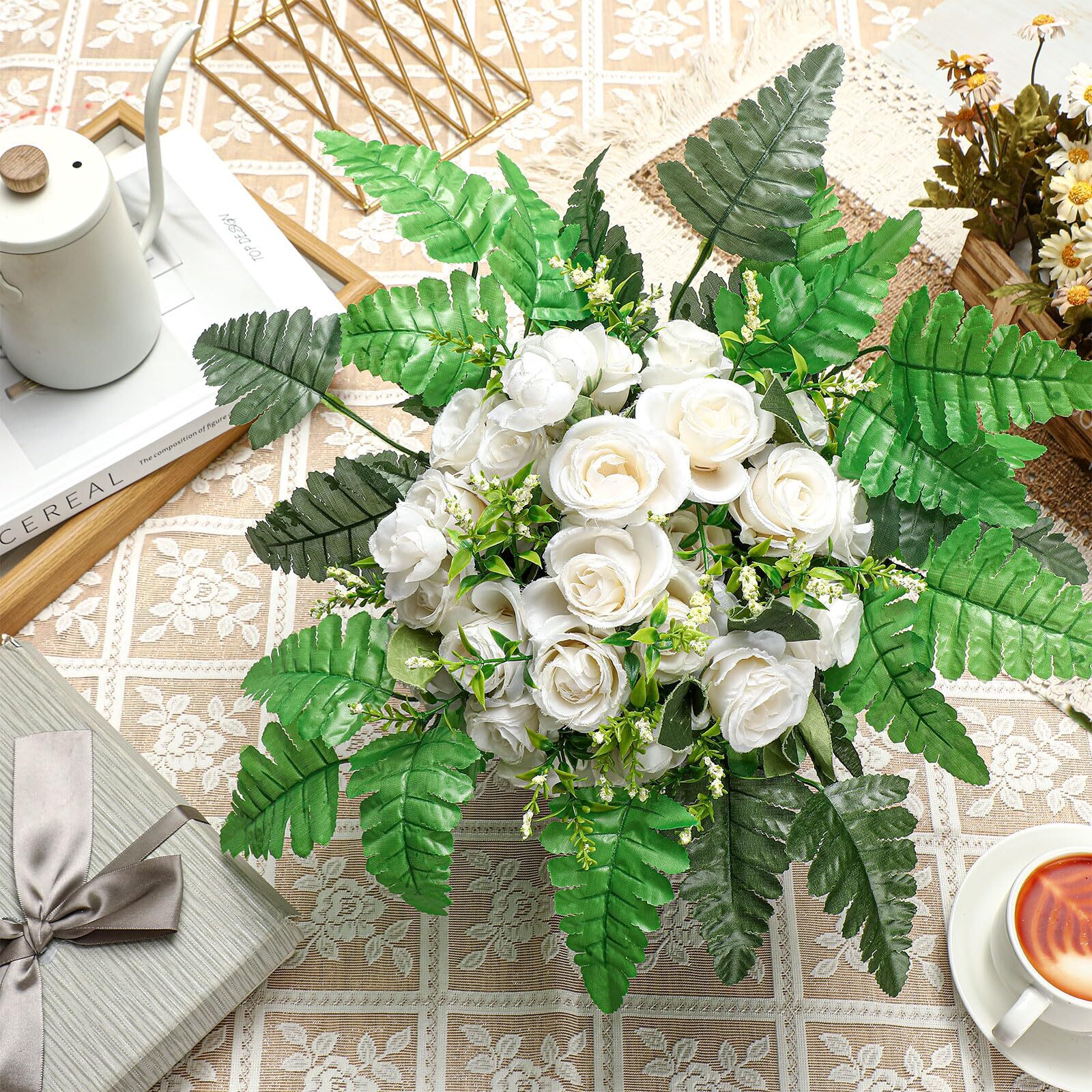 48 Pcs Artificial Silk Fern 4 Styles 15.8″ Leaf Picks Wedding Floral Arrangement
