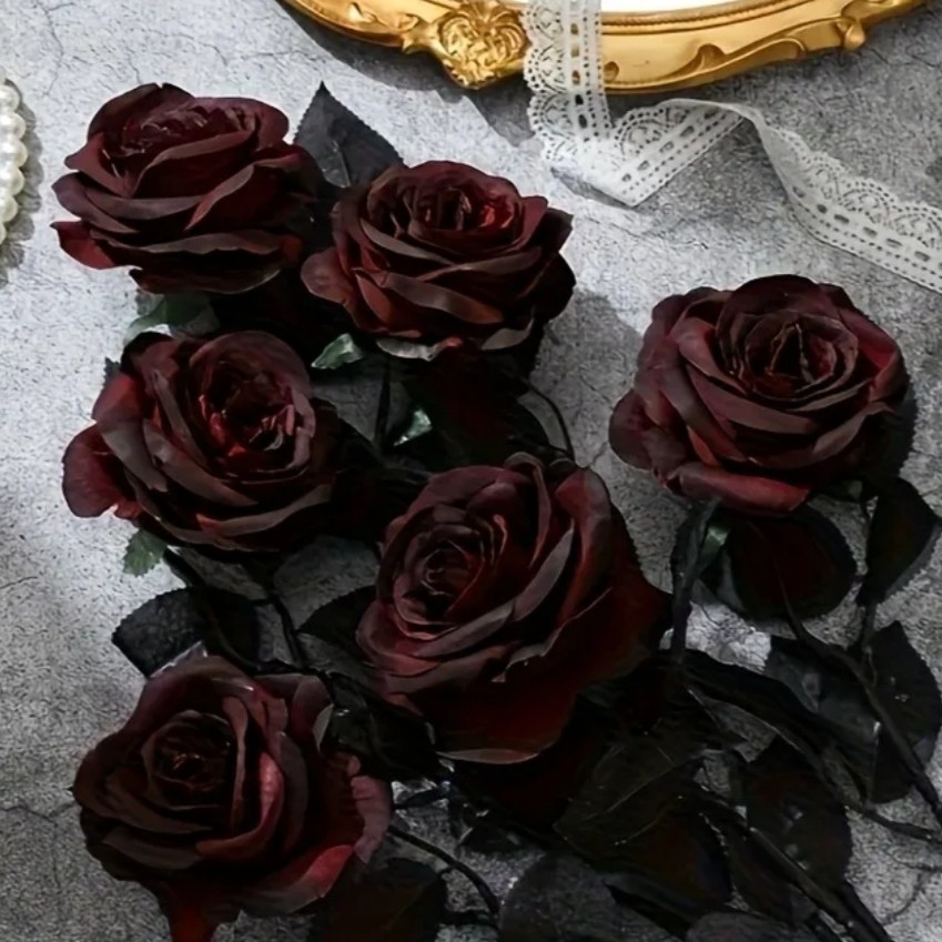 14 Inch Artificial Aged Rose Flower Bouquet Gift Valentine Horror Blood Roses US