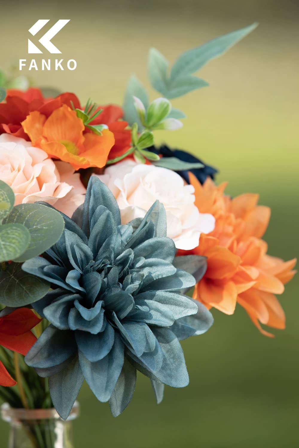 Artificial Flowers for DIY Bouquet, Faux Flowers Combo Orange Navy Blush Gray…