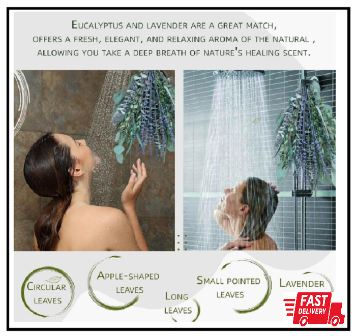 5 Kinds Eucalyptus for Shower,17″ Natural Fresh Hanging Eucalyptus & Lavender St