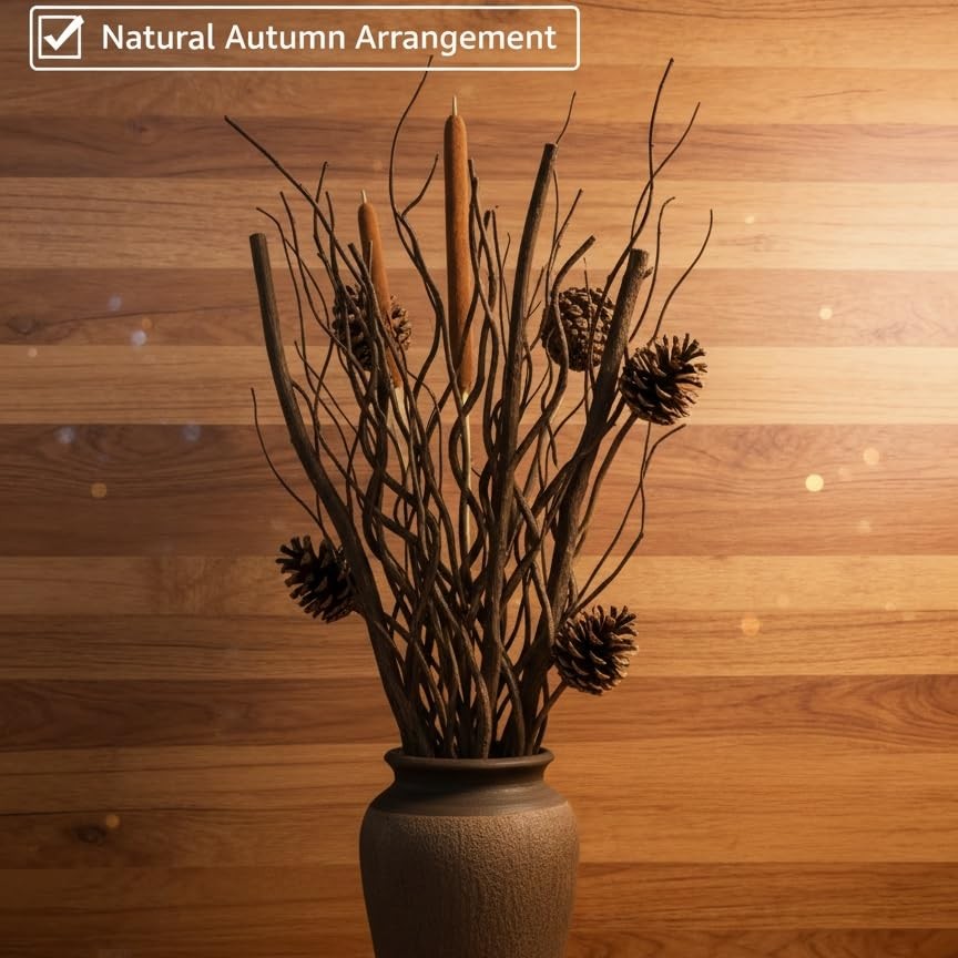 15 PCS Natural Brown Dried Willow Branches 17 Inch Curly Wood Sticks Craft