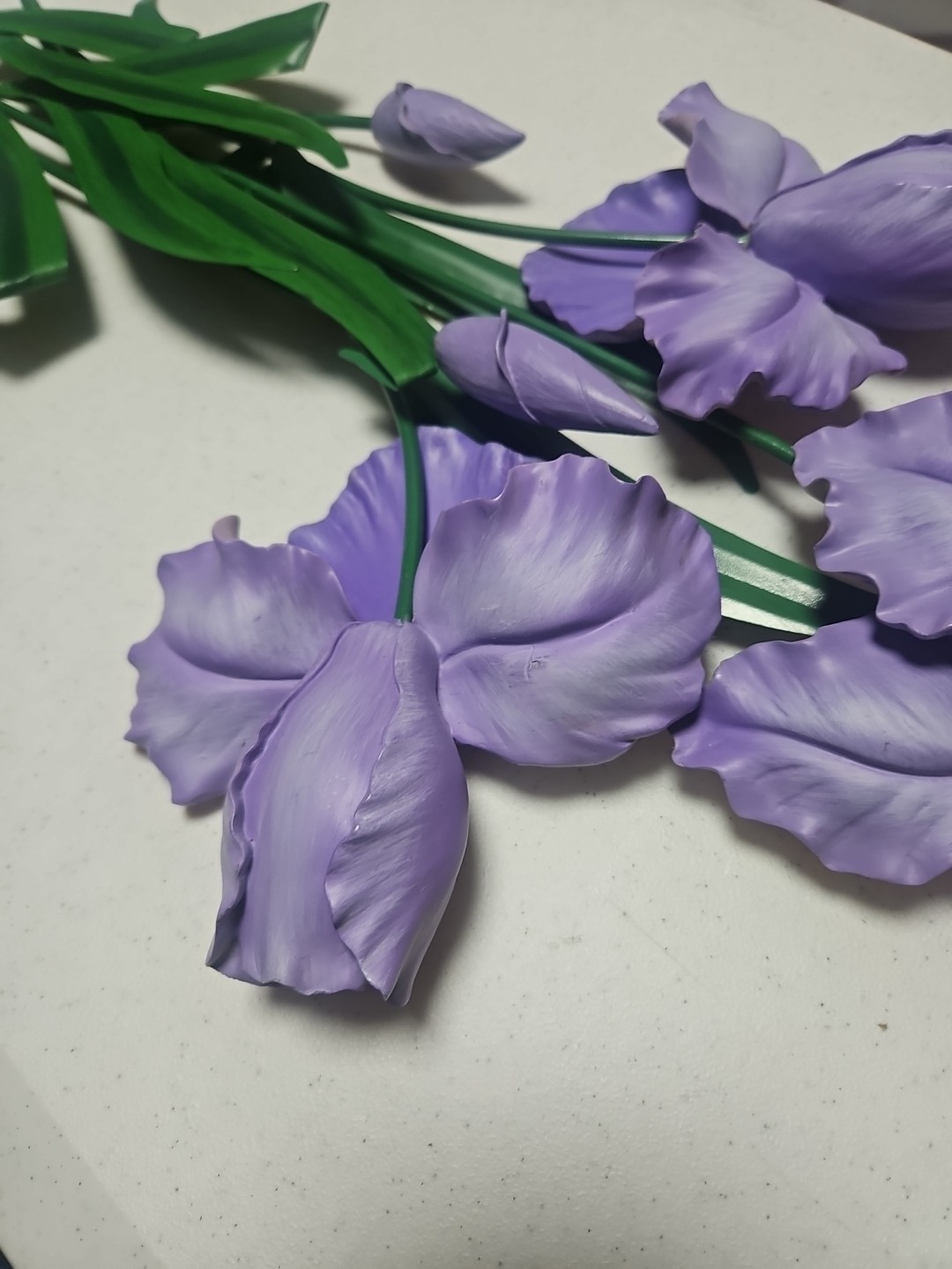 Purple Iris, 29″L× 13″W, WMG , Wall Decor, Ceramic/Resin Flowers & Metal Stem