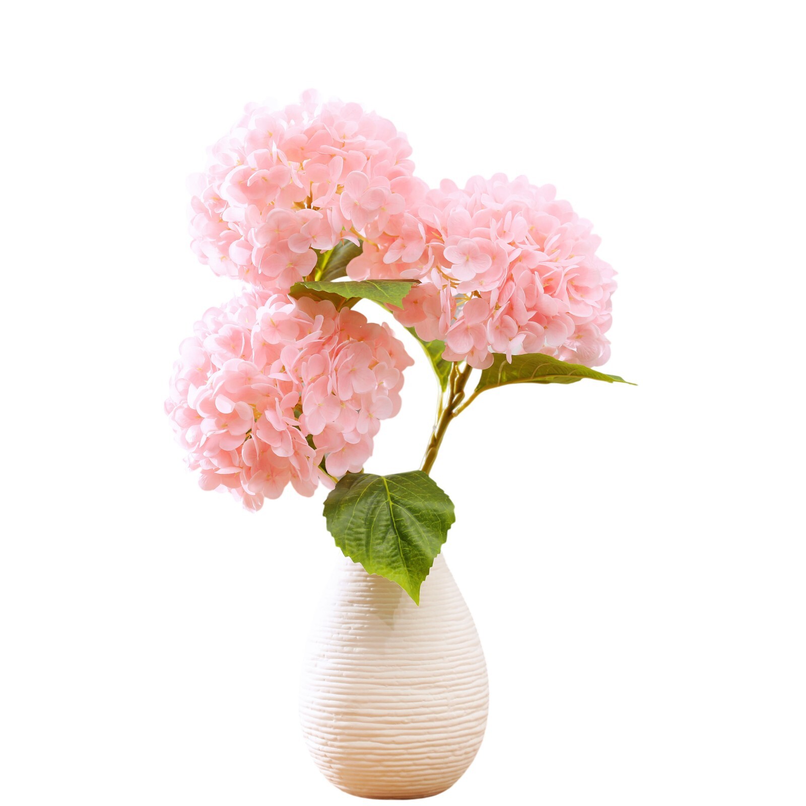 3Pcs Artificial Hydrangea Moisturized Long Stem Fully Blooming Flowers Home Deco