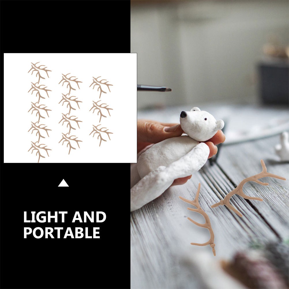 24 Pairs Mini Plastic Deer Antlers Jewelry Accessories for Festive Holiday Decor
