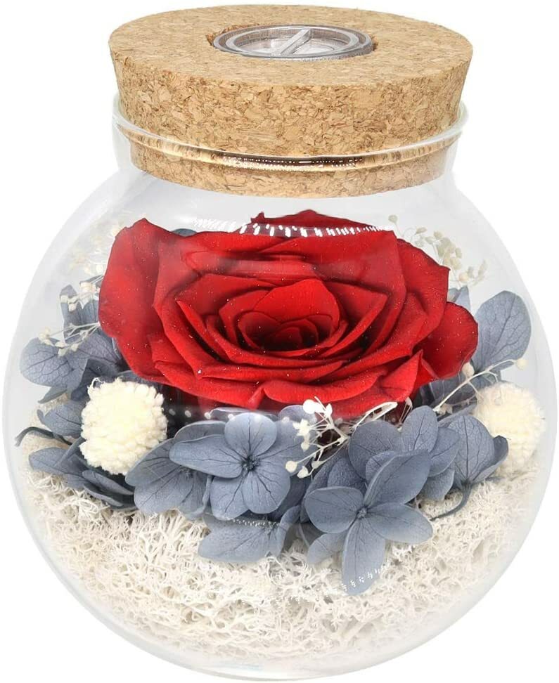 Preserved Real Roses with Colorful Mood Light Wishing Bottle Eternal Rose Gifts