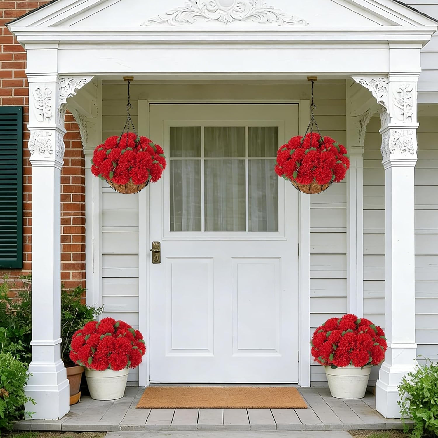 Artificial Red Begonia Flowers – 44 Bundles for Outdoor Hanging Baskets