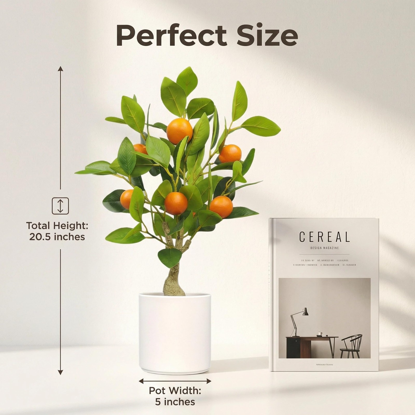 Artificial Potted Plants 20.5 Inches Fake Orange Tree, Faux Plants Potted wit…