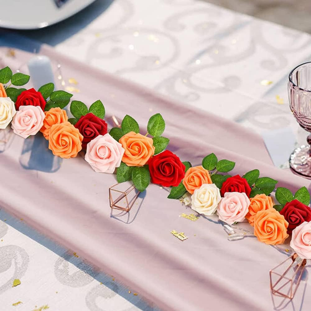 50 Pcs Artificial Green Leaves Bulk Silk Greenery Fake Rose Flower Leaves for DI