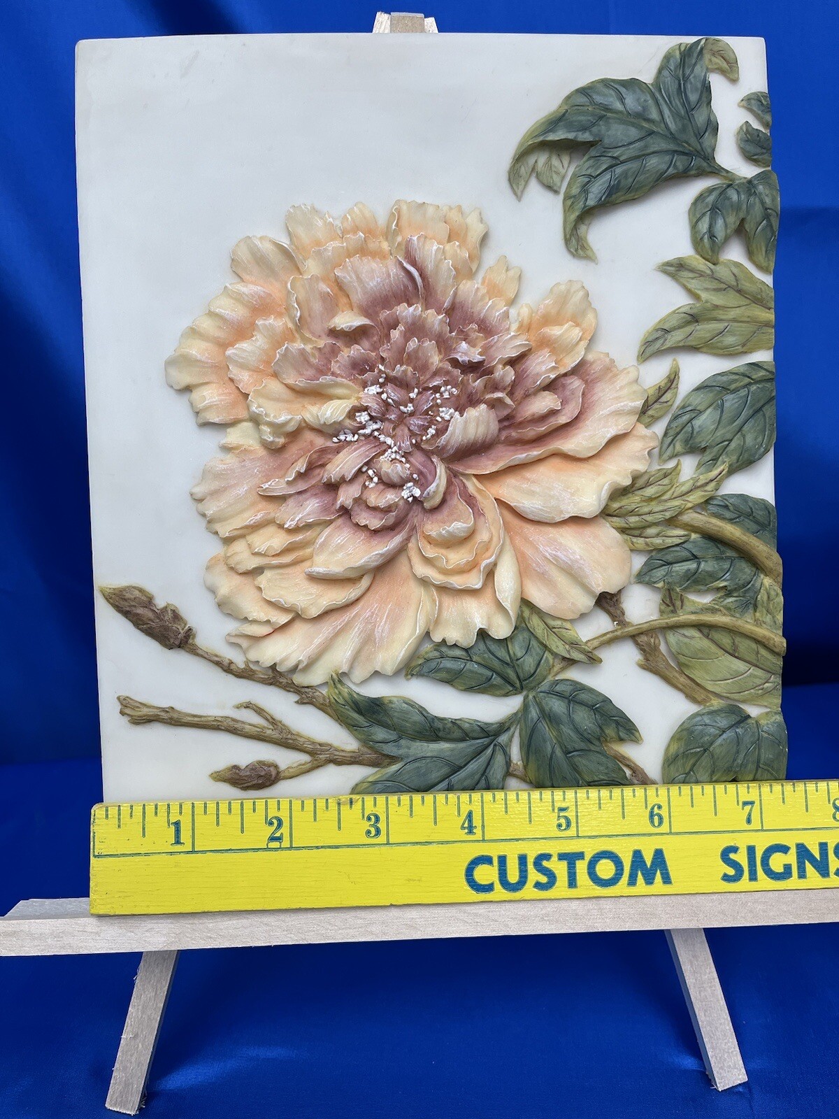 Chinese Peony Plaque Garden/Home Hand Painted 7.5×9.5 Ibis & Orchard VTG Retired