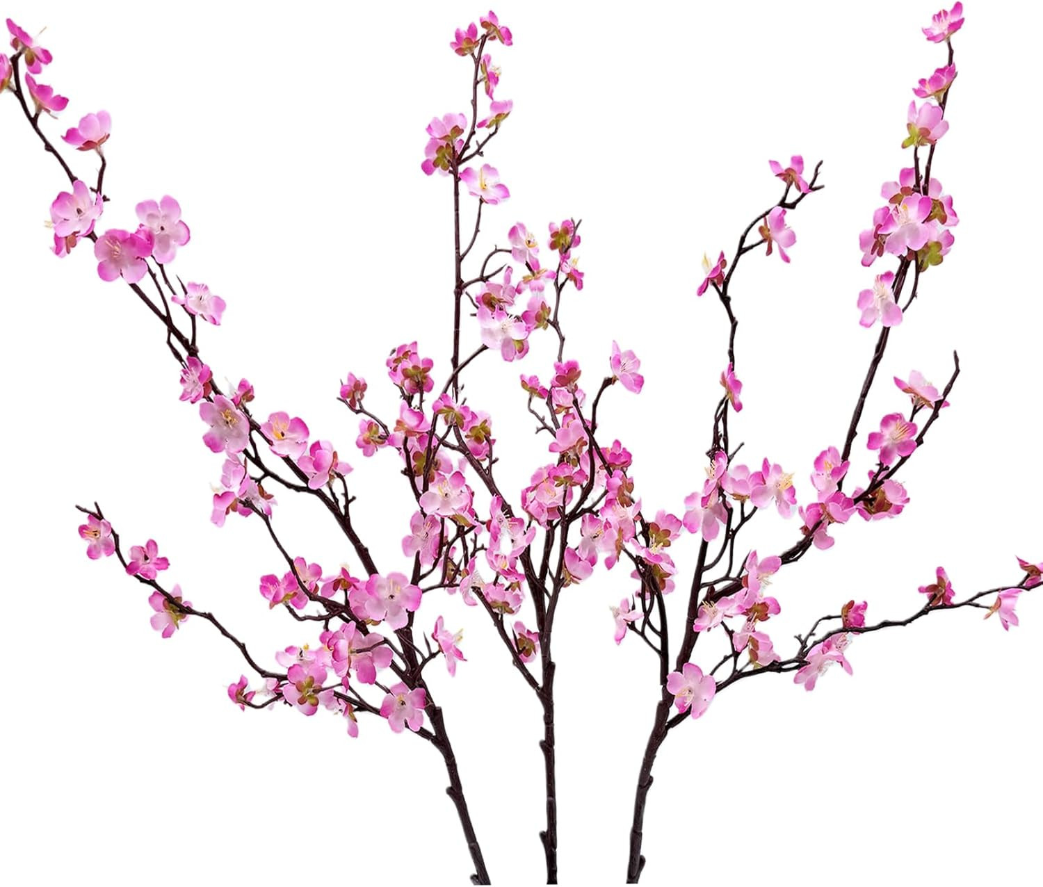 Artificial Plum Blossom Flowers 3Pcs Faux Cherry Blossom Flower Silk Peach Flowe