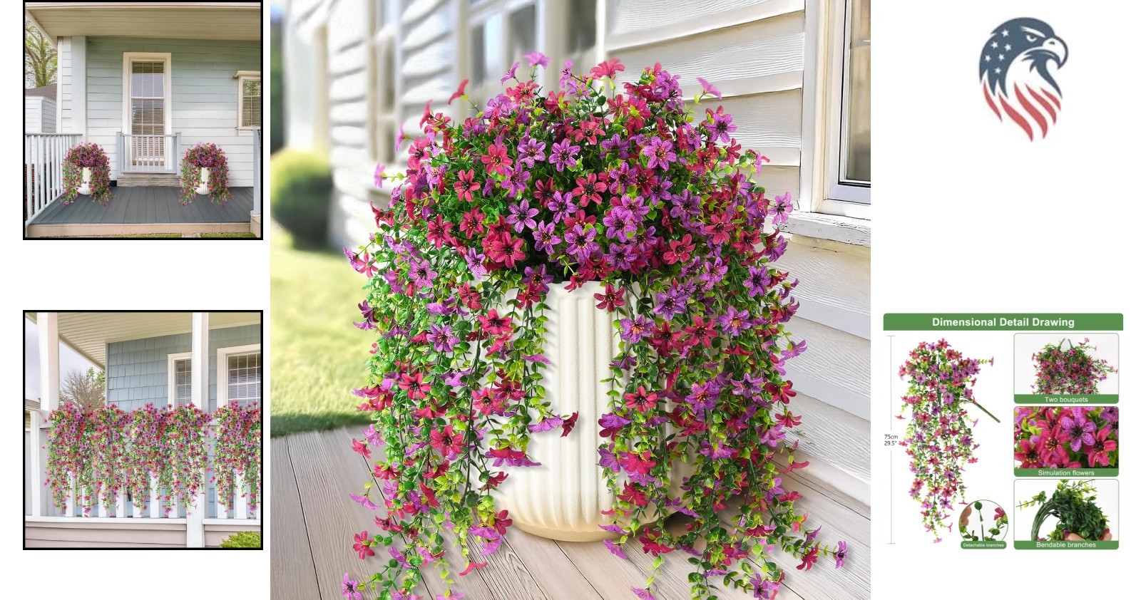 Compatible with Outdoor Planters Faux Silk Daisy Flowers Eucalyptus Leaves 2 …