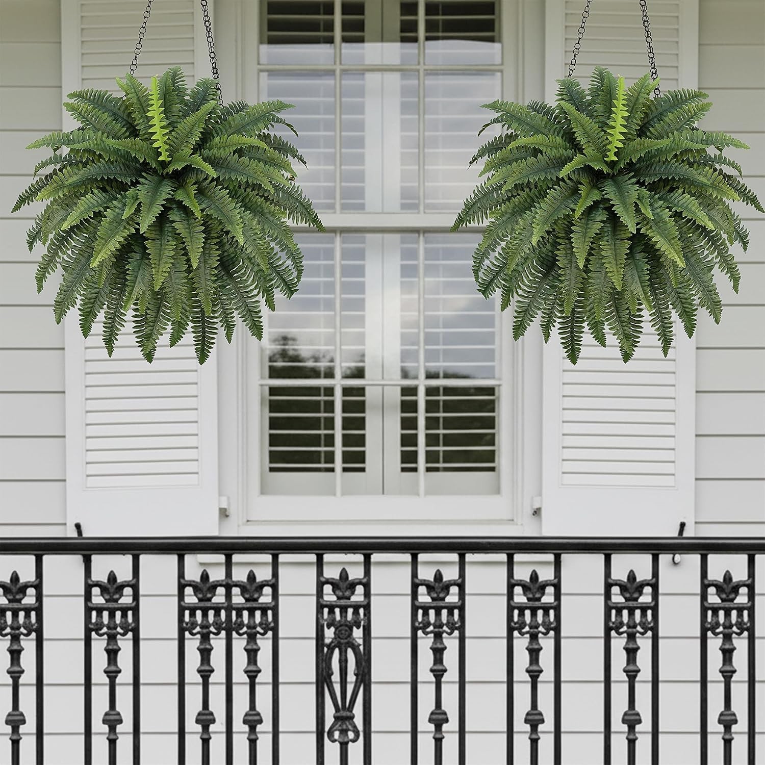 Large Fake Ferns for Outdoors – 65 Dense Fronds (2 Pack)