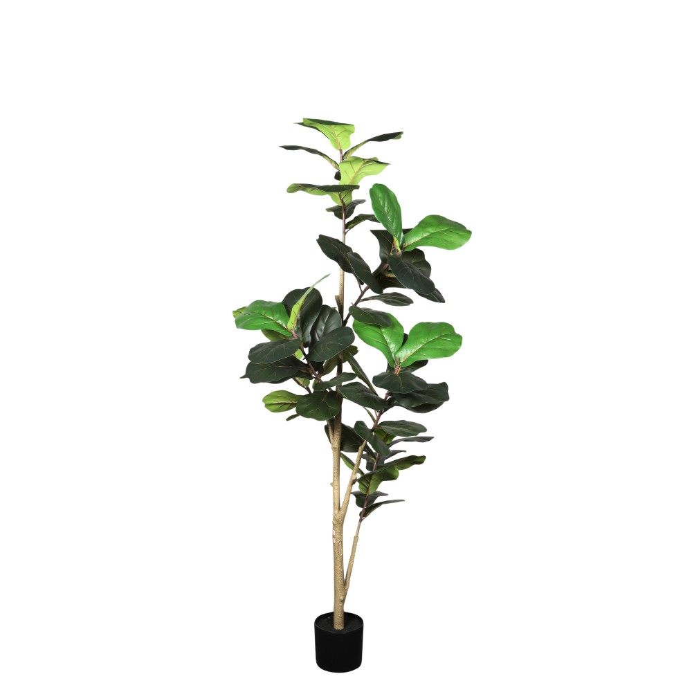 7′ Artificial Fiddle Leaf Fig Tree in Black Plastic Pot