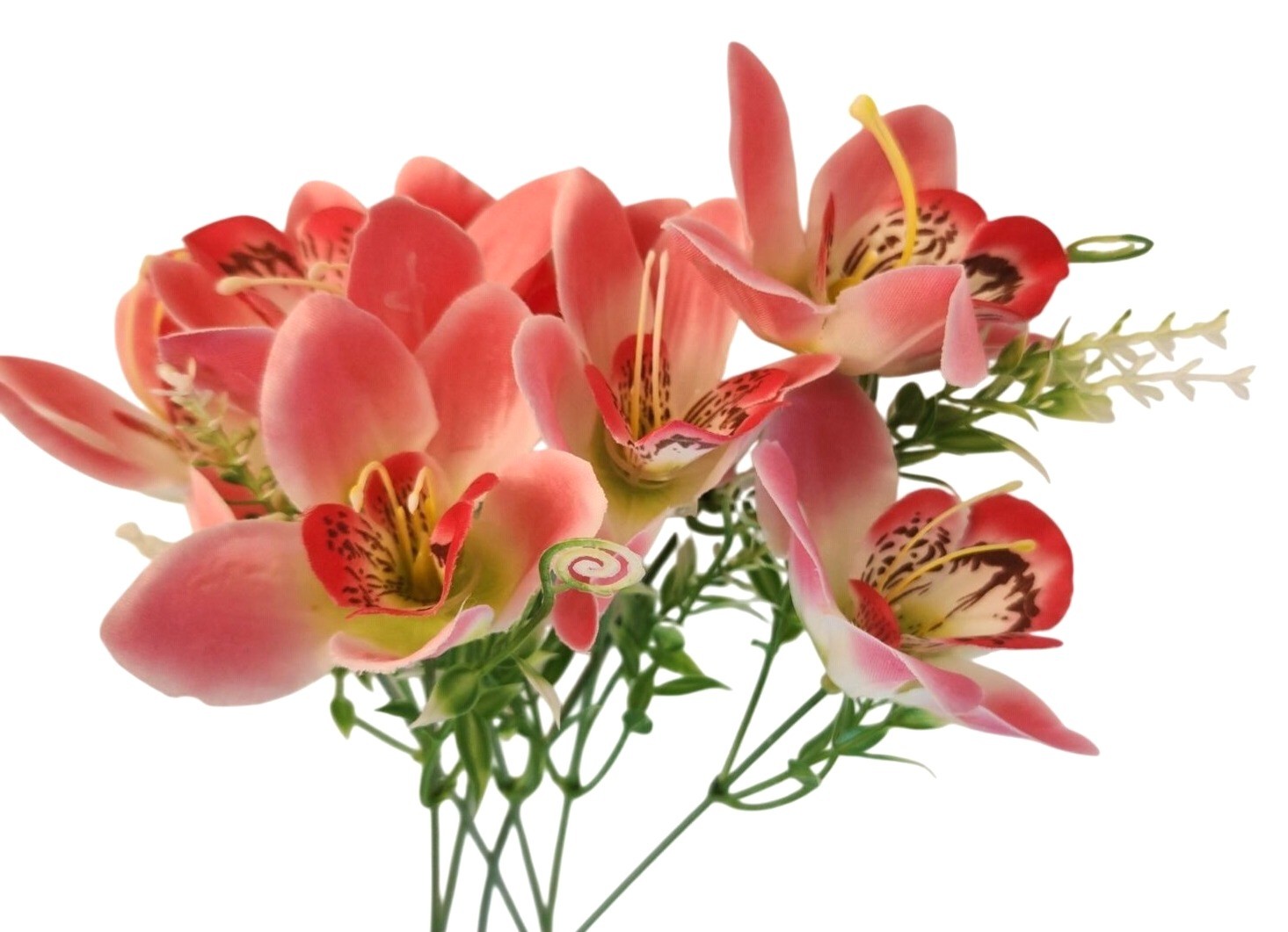 Real Touch Orchid Stems Set of 7 | Coral Pink Artificial Orchid Flowers | 13 Inc