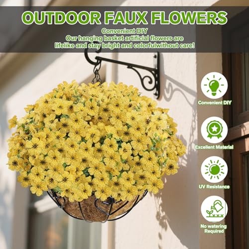 Artificial Flowers Fake Plants for Outdoors Artificial Flowers(13 Pcs) Yellow
