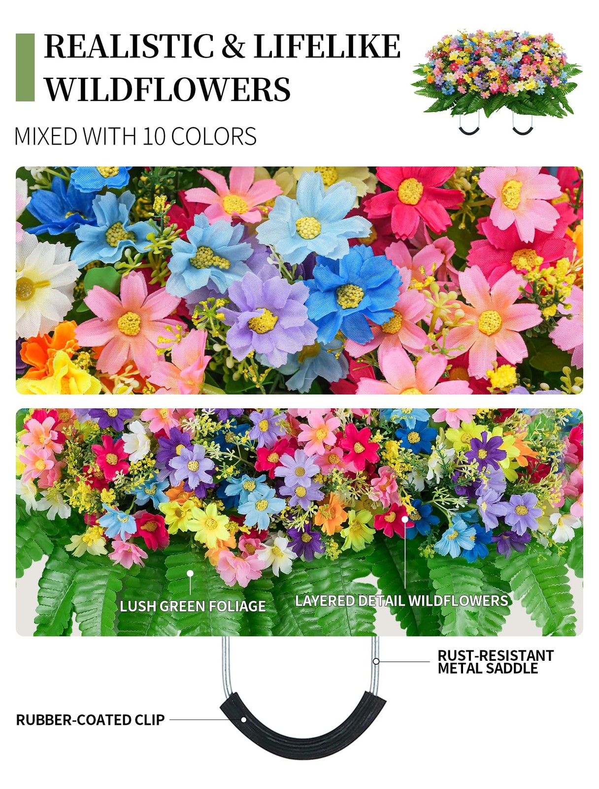Headstone Flower Saddle Decorations: Spring Cemetery Flowers for Grave Easter…