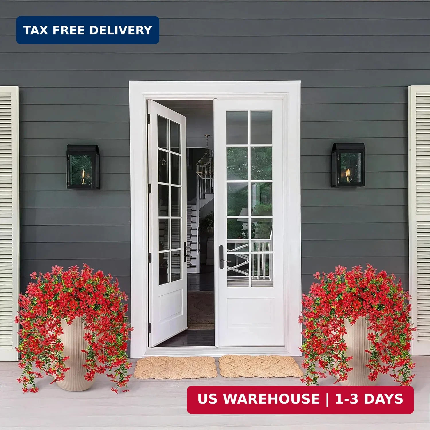 Hrobek 2 PCS Artificial Hanging Flowers Outdoor Spring Summer Decoration, Fake H