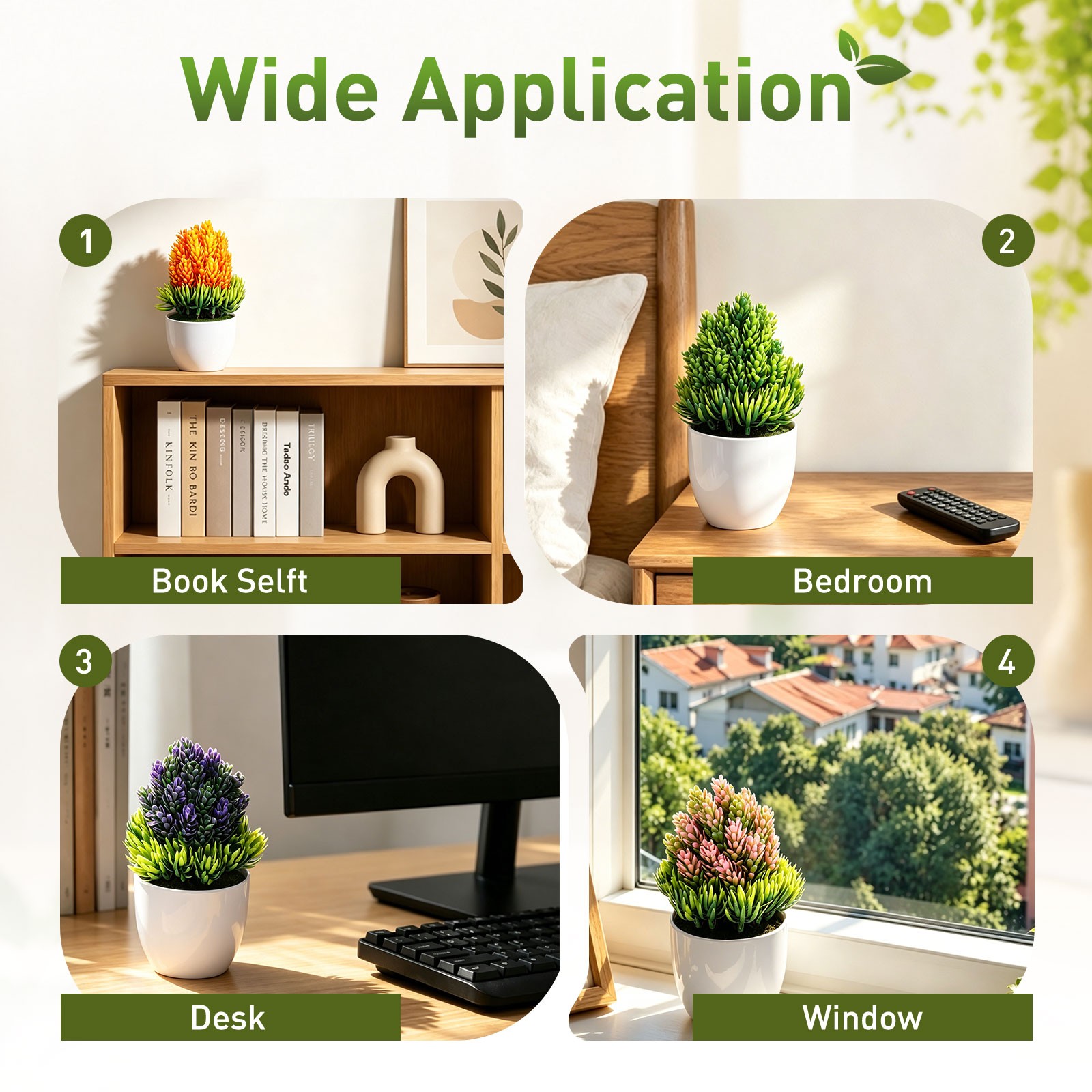 Mini Potted Decorative Fake Plants – for Home Bedroom, Magenta
