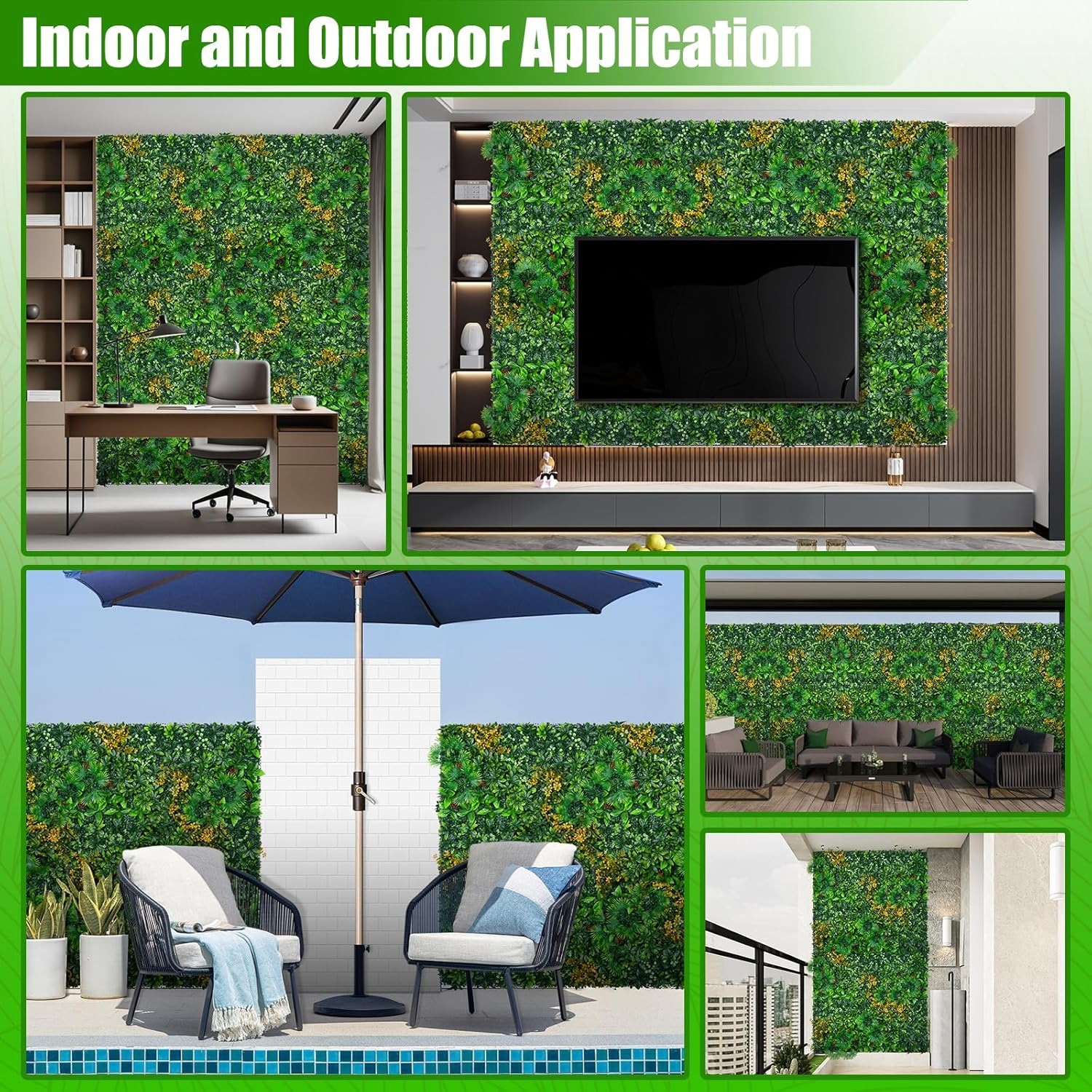 Artificial Grass Wall Panels with Tropical Leaves – 12 Pcs Green Decor