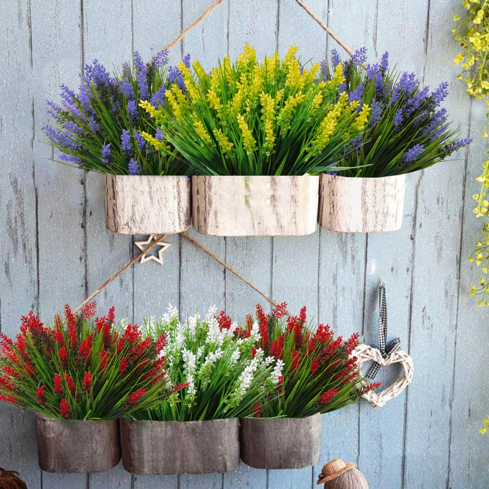 12 Bundles Artificial Plants Outdoor Fake Monkey Grass UV Resistant Faux Bush…