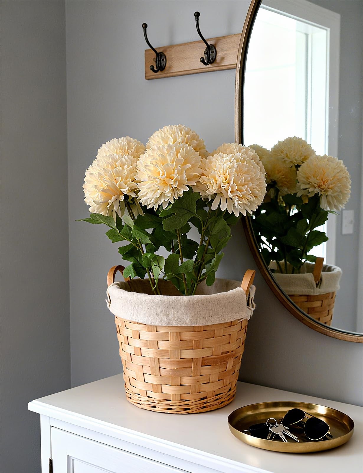 Champagne Artificial Chrysanthemums Flowers 6PCS Faux Mums 4.3In Large Chrysa…