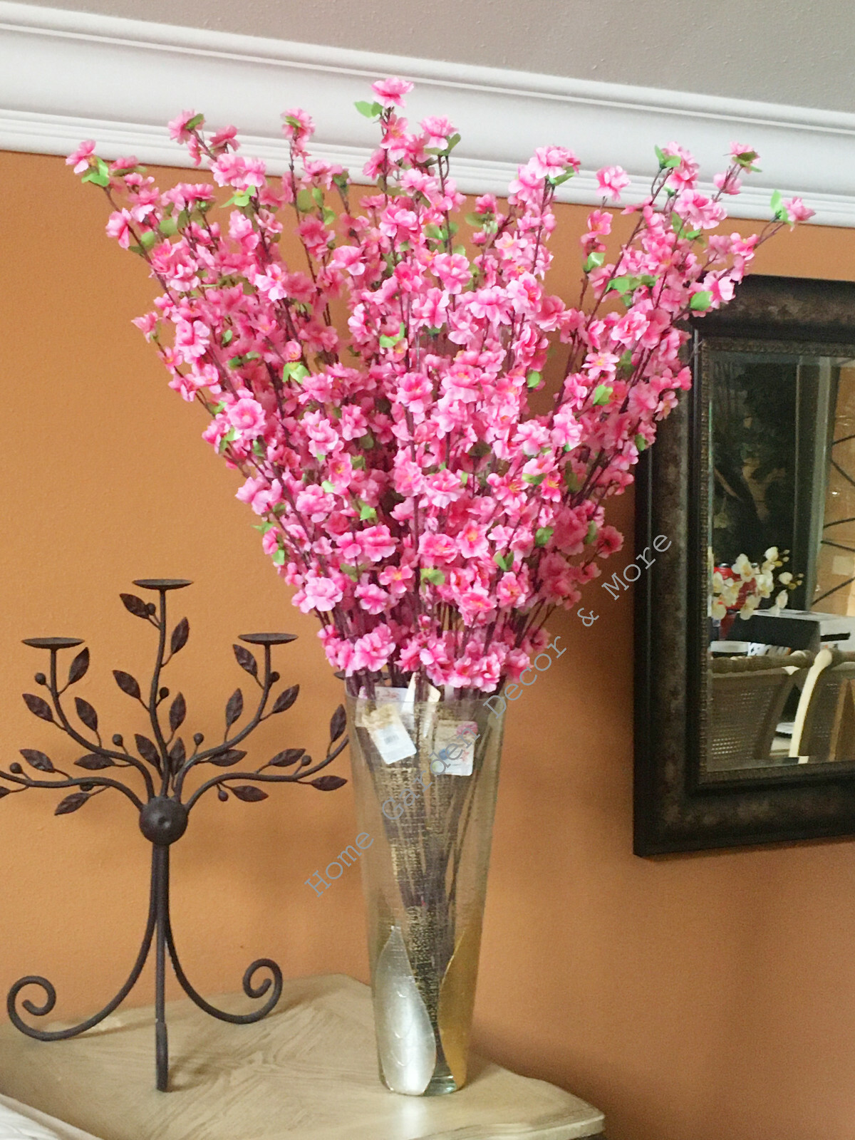 12 PACK 48″ Long Stem Artificial Realistic Silk PINK Cherry Blossom Flowers