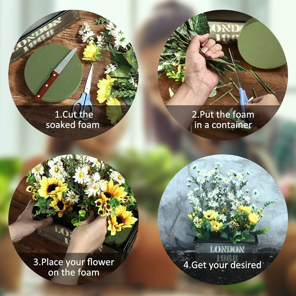 15 PCS Floral Foam, Green Block for Artificial Flowers, round Wet & Dry Foam Bri