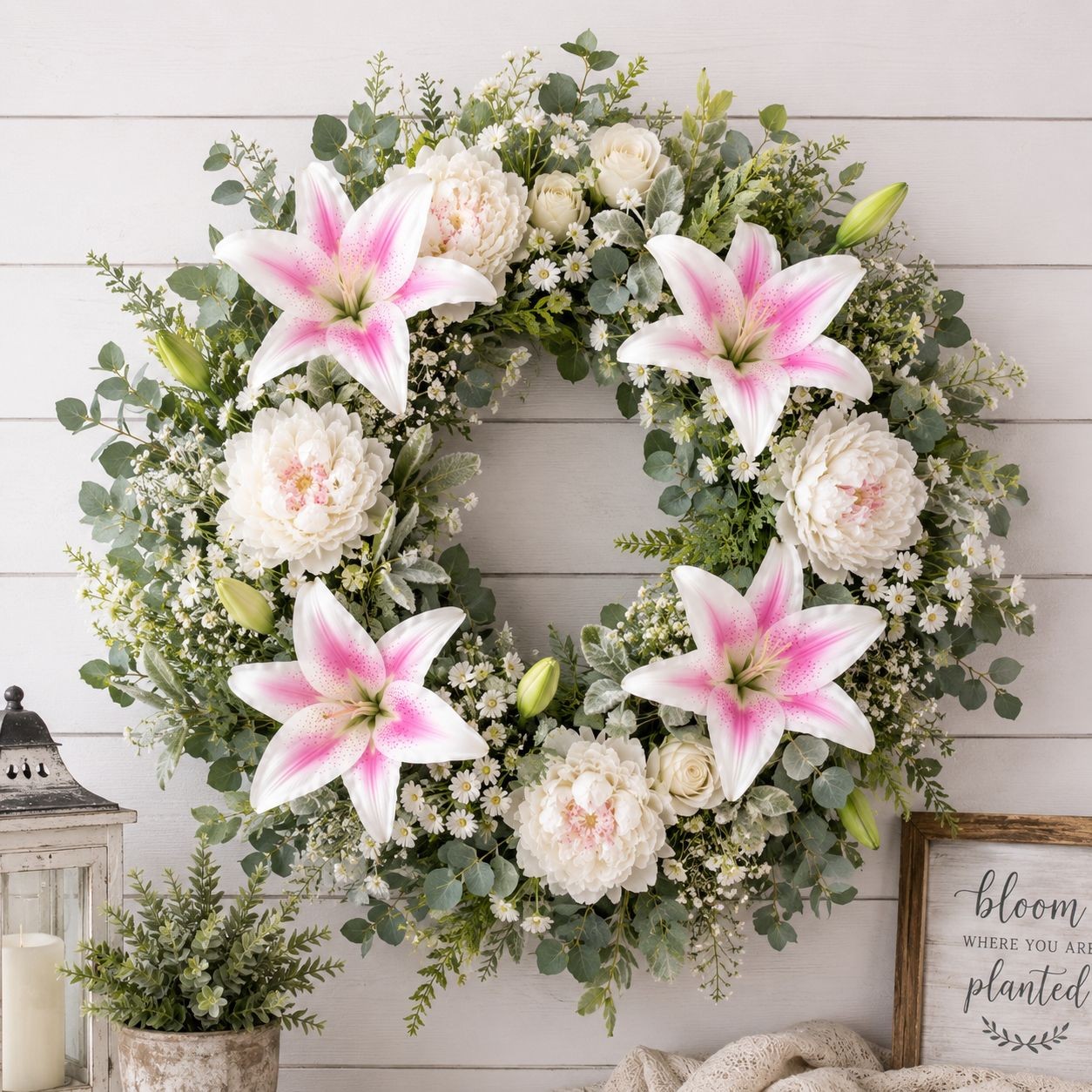 Real Touch Blush Pink Stargazer Lily Stems Set of 2, Artificial Lily Flowers, Fa