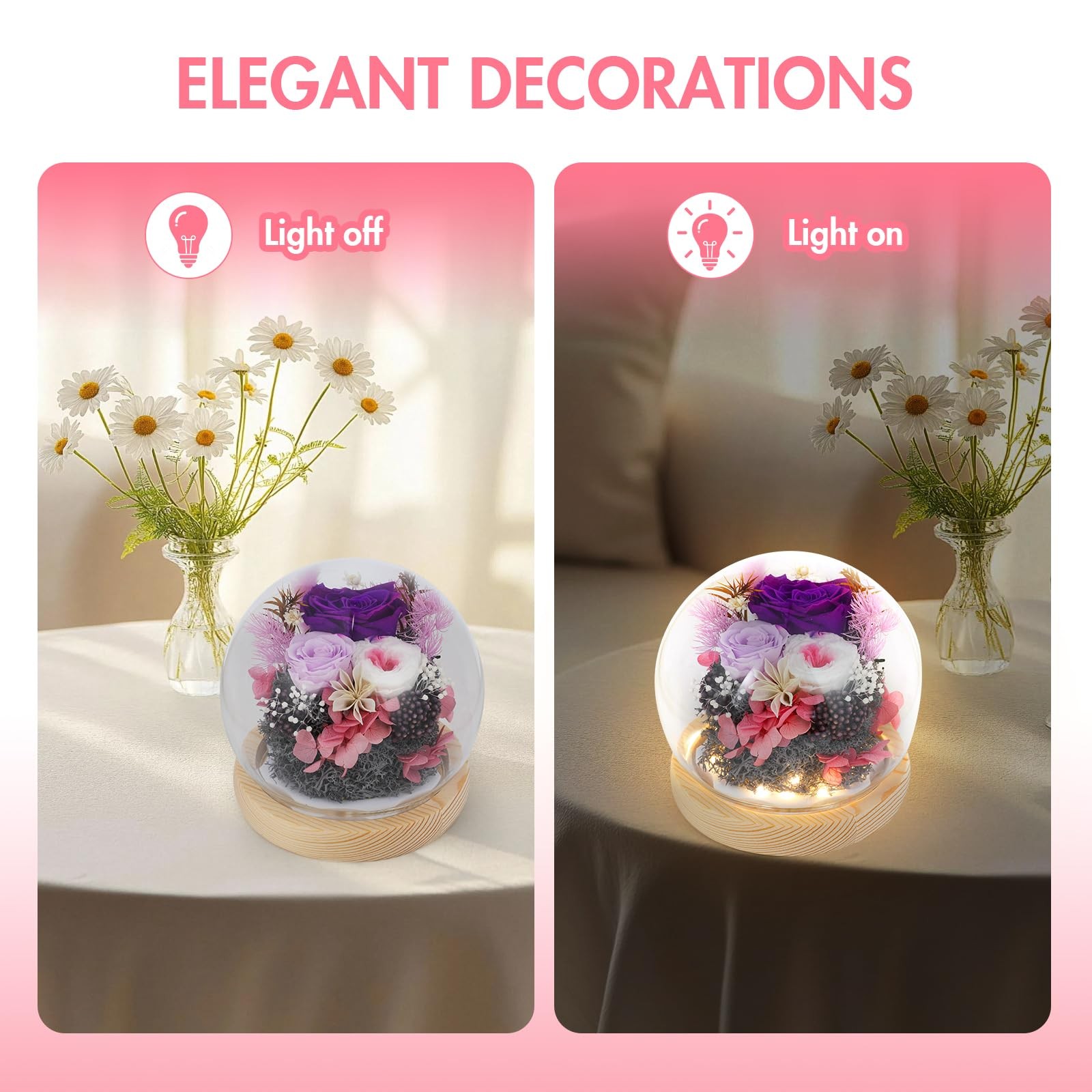 GUOBOYCL Personalized, Birthday Gifts for Women Preserved Flowers Eternal Ros…