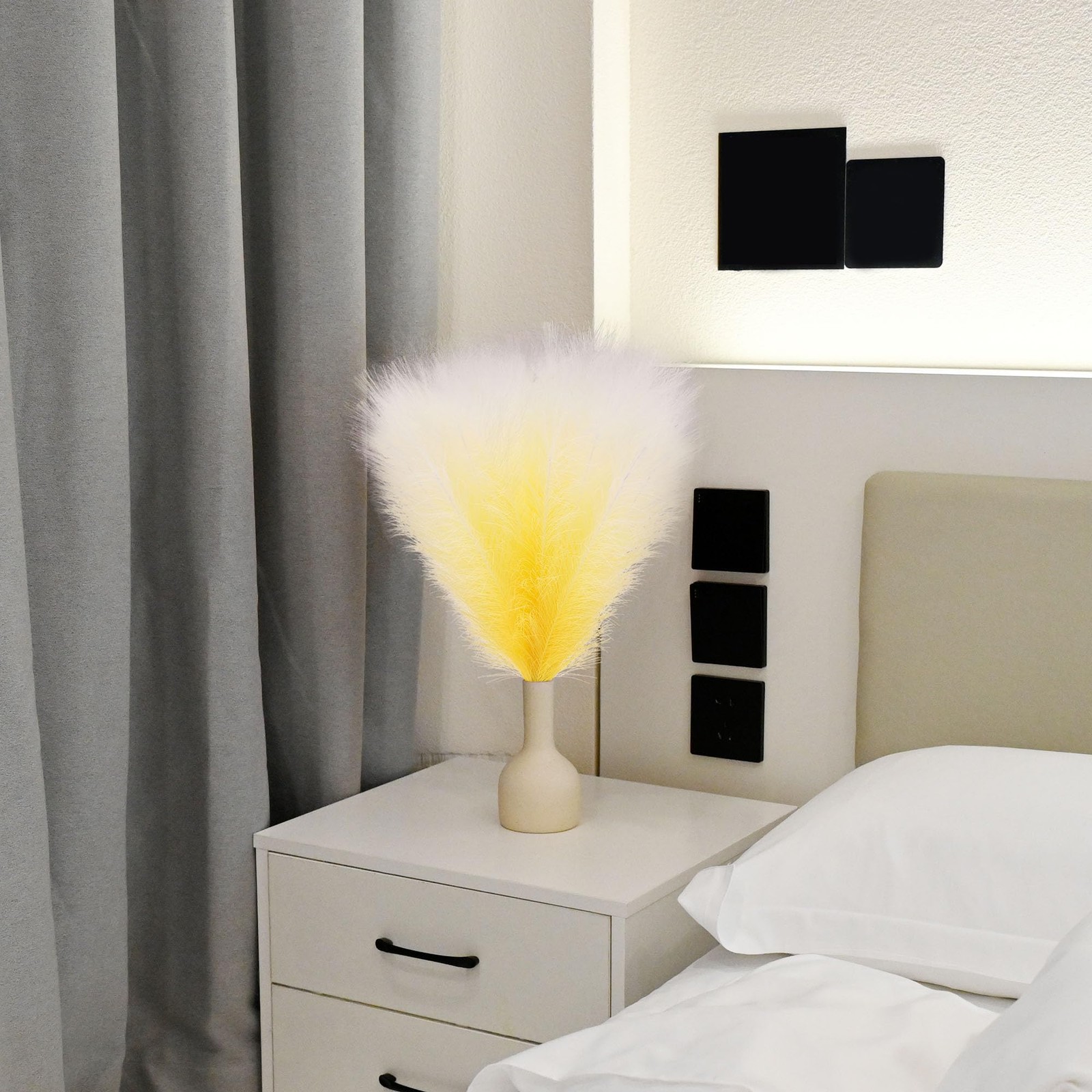 6 PCS Faux Pampas Grass Arrangement – 18″/45cm Artificial Fluffy Pompous Gras…