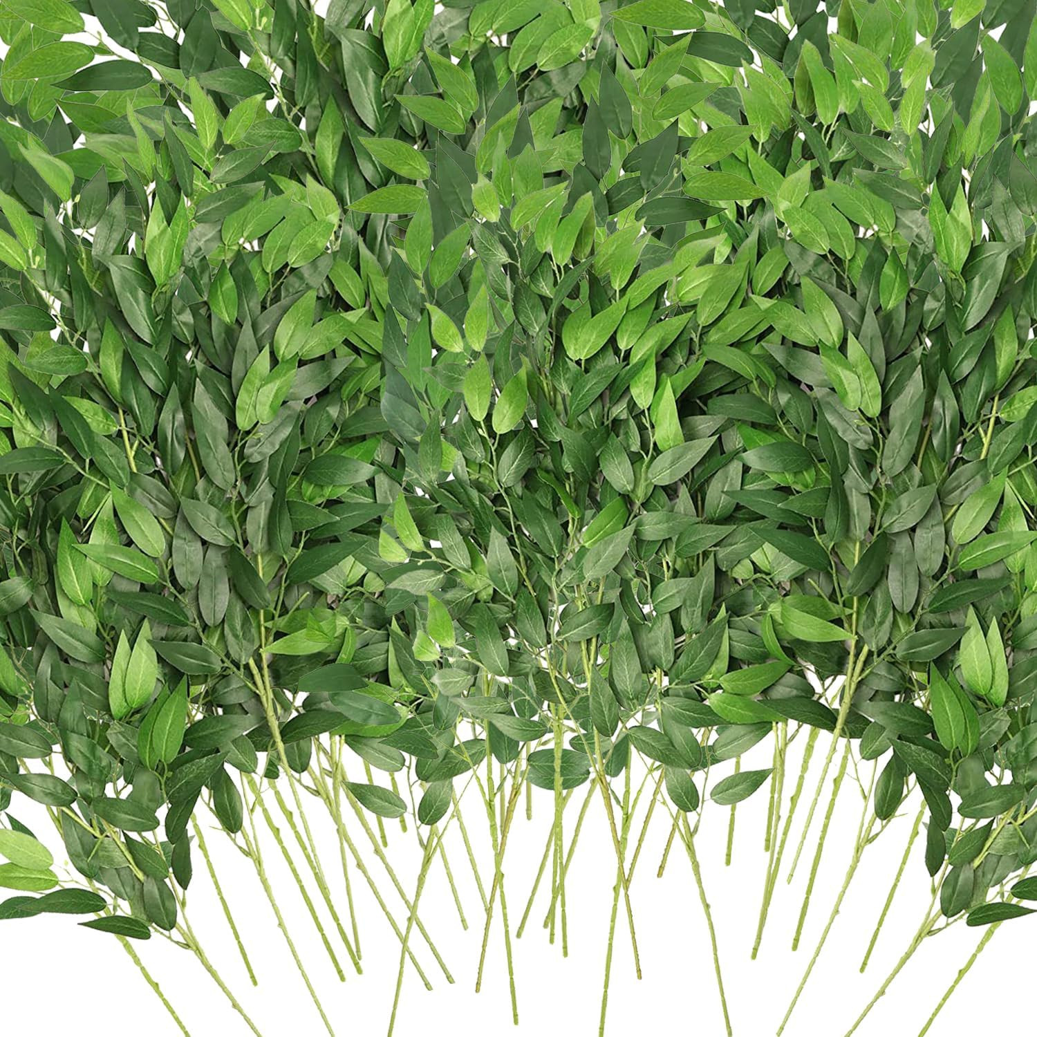 40 Pack Faux Italian Ruscus Greenery Stems for Wedding and Home Decor