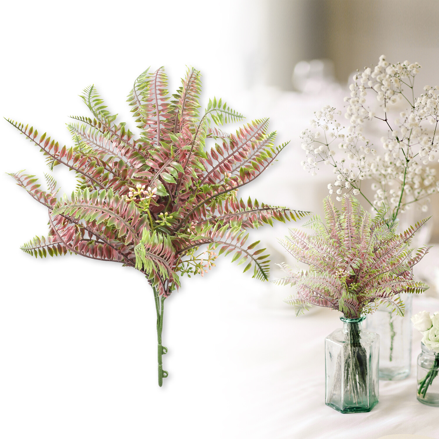 Patio Artificial Flowers 10.5″ Fake Plants Bushes Adjustable Outdoor Pink