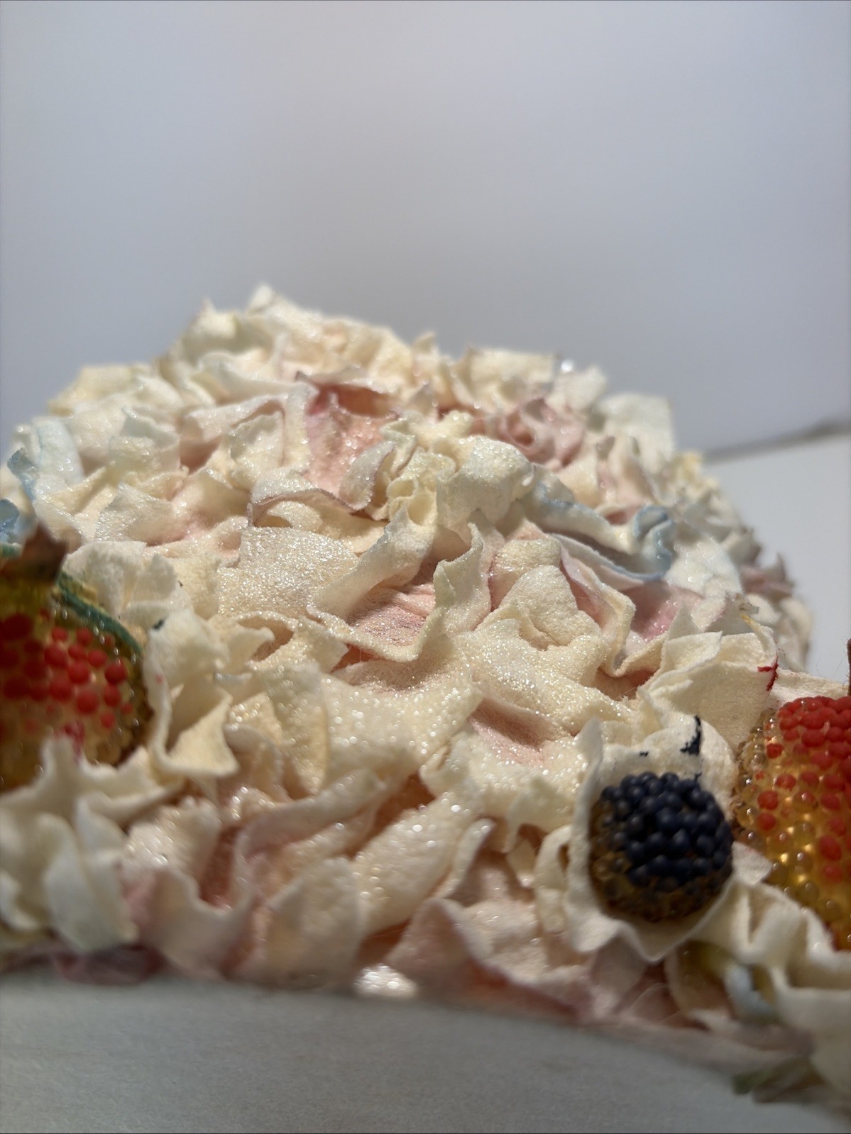 Vintage Flower Layer Cake Made From Silk Flowers Beaded Berries Unique