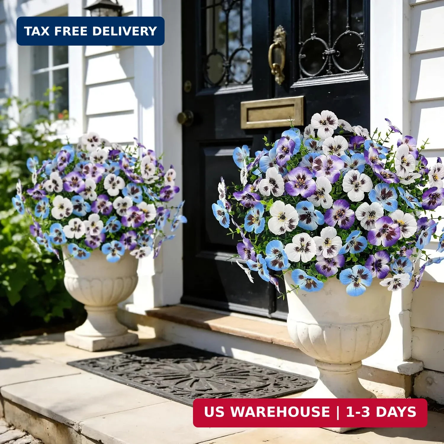 Ouddy Decor 20 Bundles Artificial Pansy Flowers for Outdoors, Fake Silk Flowers