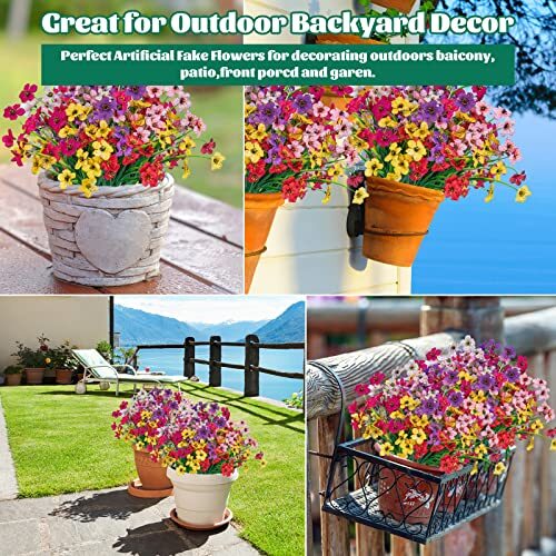 Lnoicy Pcs Artificial Flowers for Outdoor,Plastic Flowers 24 Mix Colors