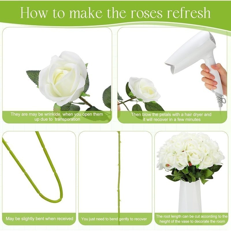 100 Pcs Artificial Roses Bulk Faux Flowers Easy DIY Centerpieces Wedding Decor