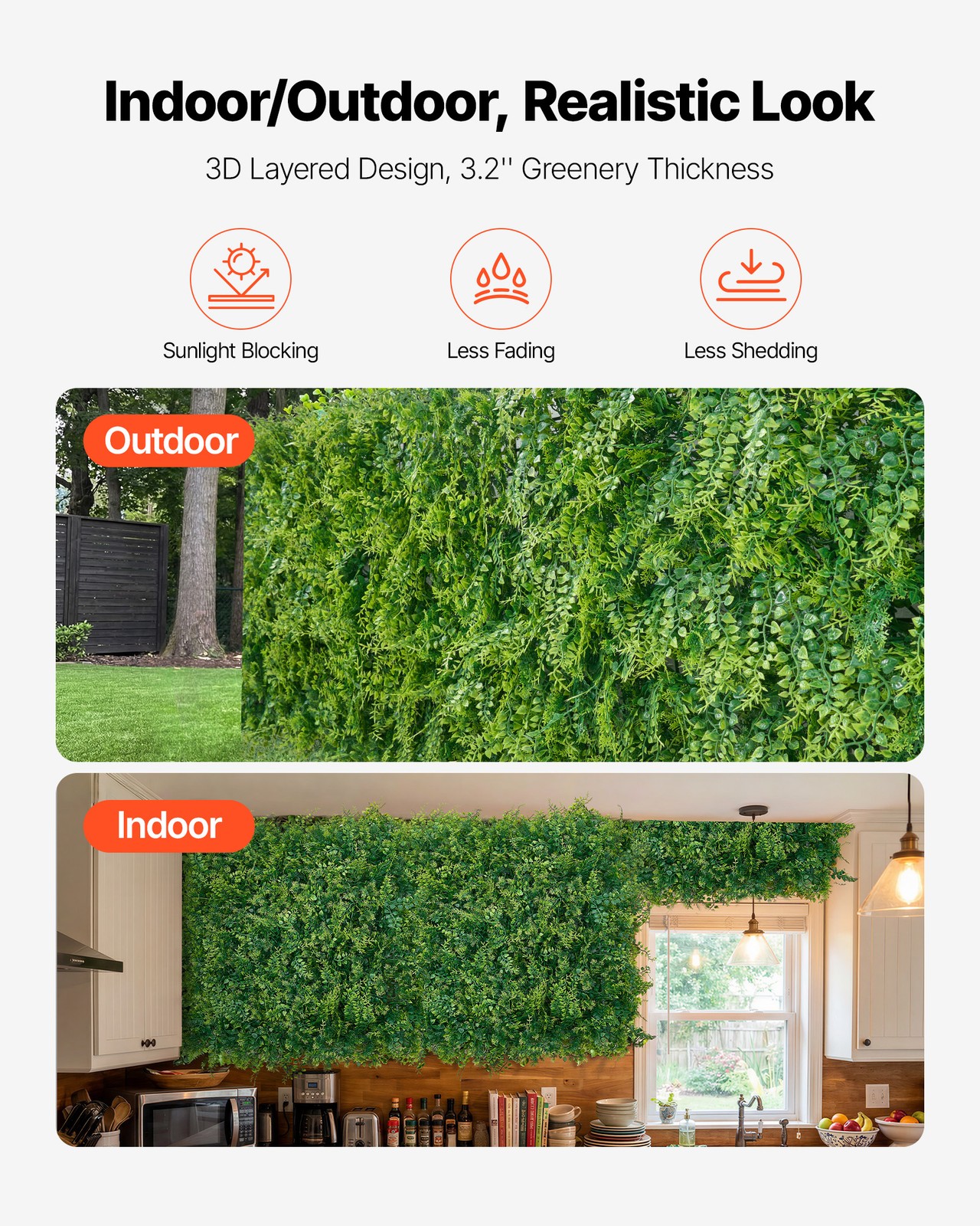 VEVOR Artificial Plant Wall 12PCS 20 x 20 in Fake Boxwood Panels Greenery Patio