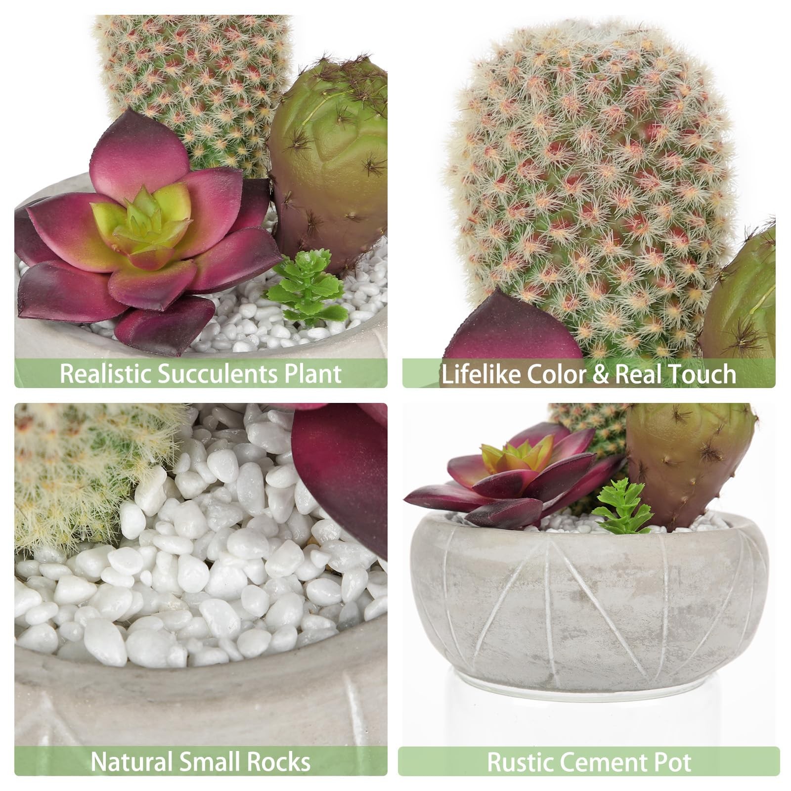 Artificial Cactus Plants Indoor, 5.5″ Assorted Small Faux Purple Succulent in…