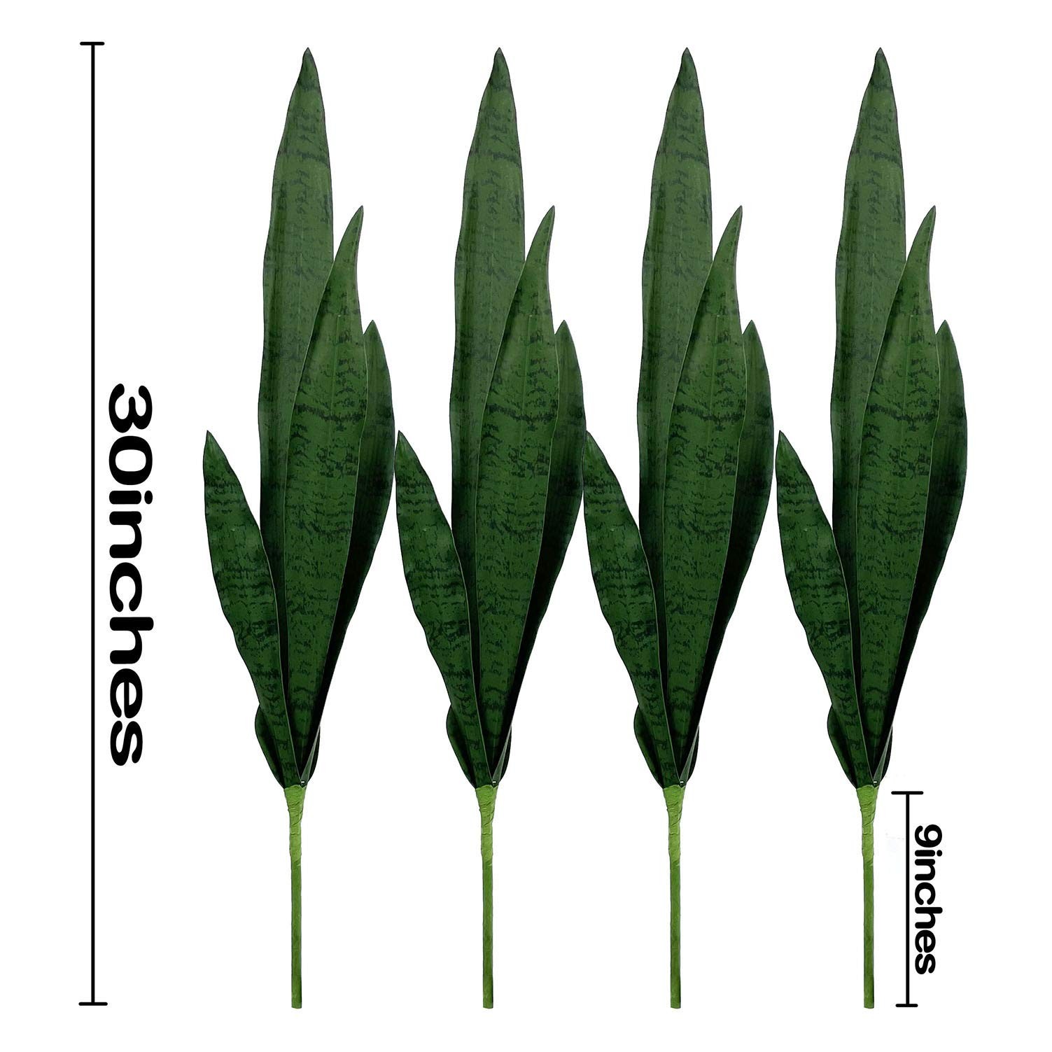 4 Pcs Artificial Plants 30″ Sansevieria Snake Plant Plastic Greenery Perfect …